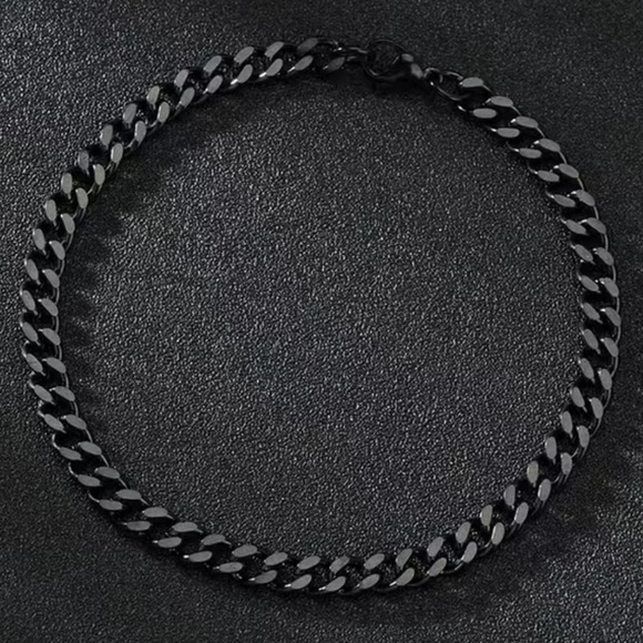 Black Stainless Steel Cuban Chain Necklace - Picture 4 of 9